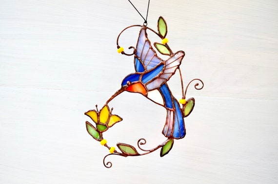 Hummingbird stained glass suncatcher Bird window hangings