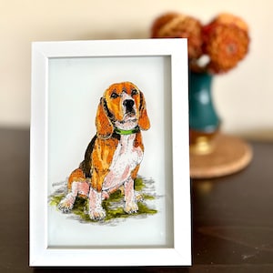 Custom pet portrait on glass Pet memorial gift Watercolor pet portrait