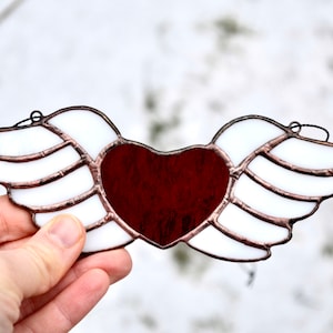 Heart stained glass suncatcher Heart glass ornament Gift for girlfriend