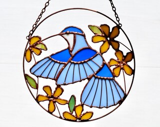 2 Acchiappasole Colibrì Colorati In Acrilico - Sospensioni Da Finestra Con Corda 20x19 Cm