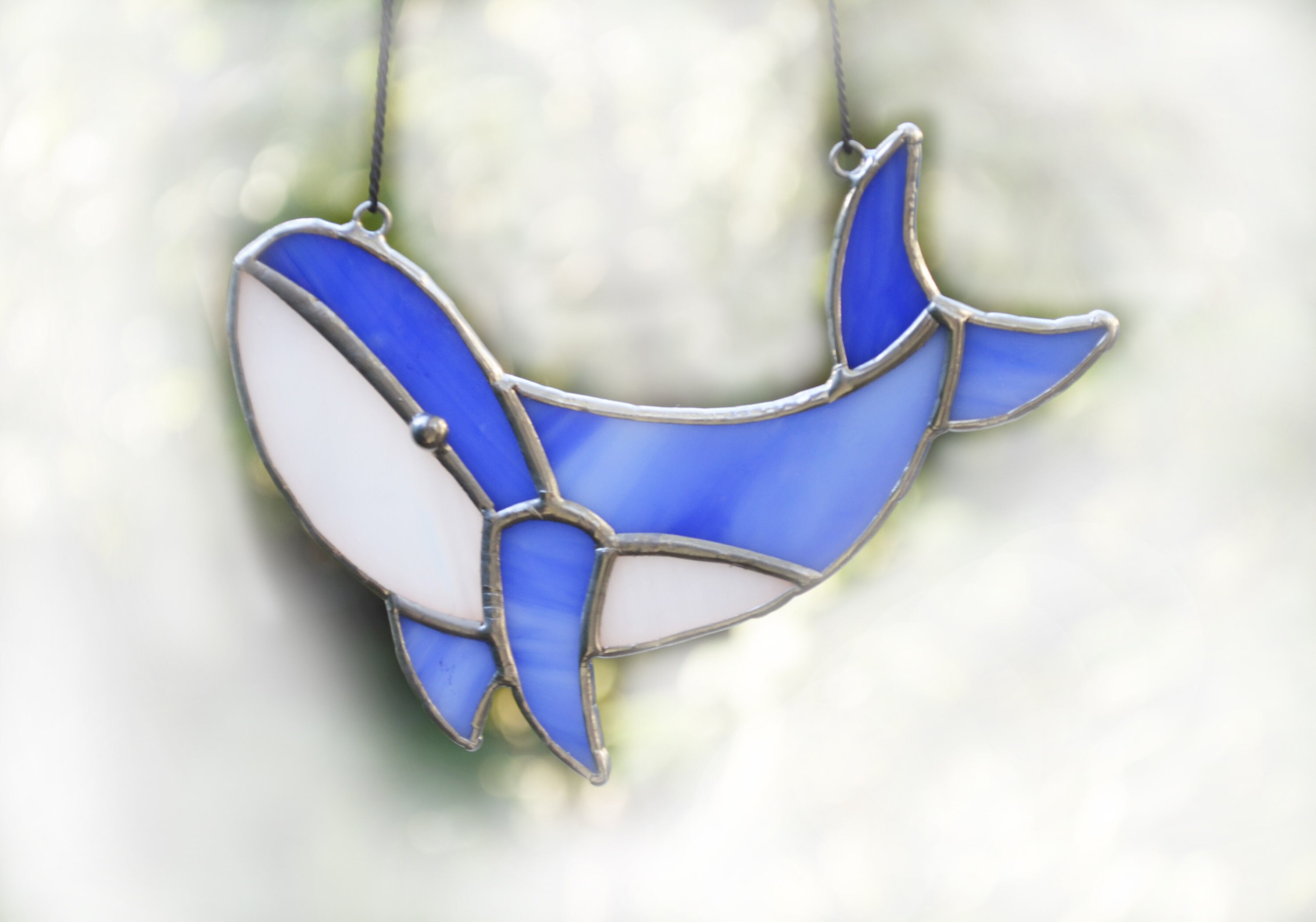 Stained Glass Whale Suncatcher Window Hangings Fish Decor Etsy