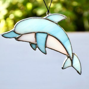 Delfin-Buntglas-Sonnenfänger, Ozean-Fensterbehang