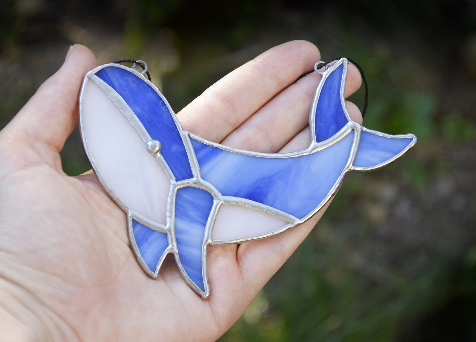 Stained Glass Whale Suncatcher Window Hangings Fish Decor Etsy