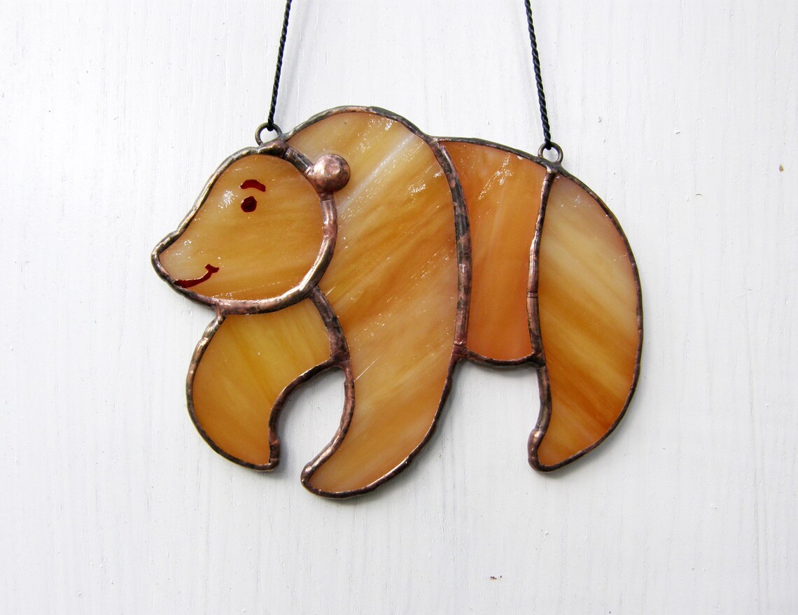Bear stained glass suncatcher Window hangings decorations Etsy