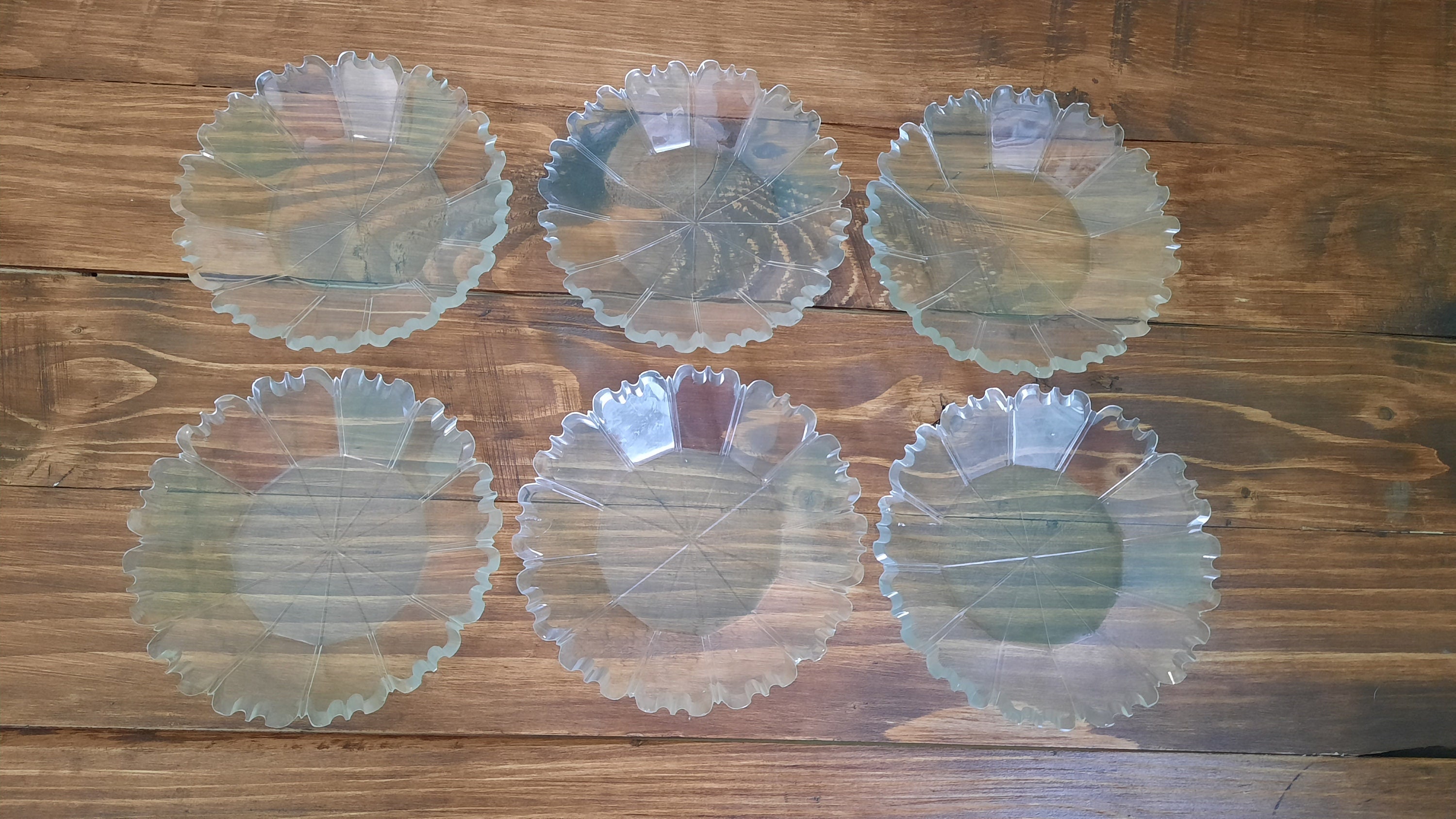 Vintage Clear Glass Luncheon Plates 6 plate Diamond and Coin Etsy