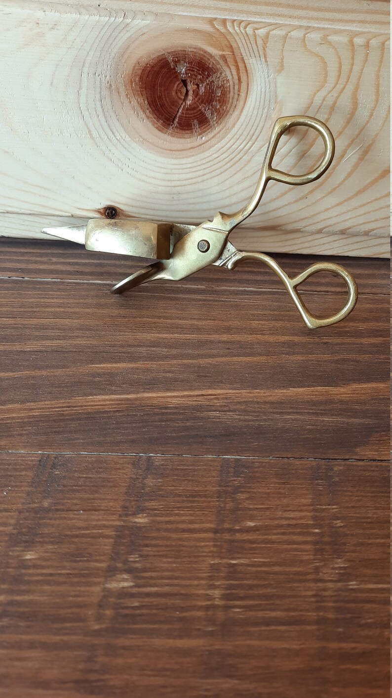 Vintage Brass Candle Wick Cutter Brass Candle Snuffer Scissors Etsy