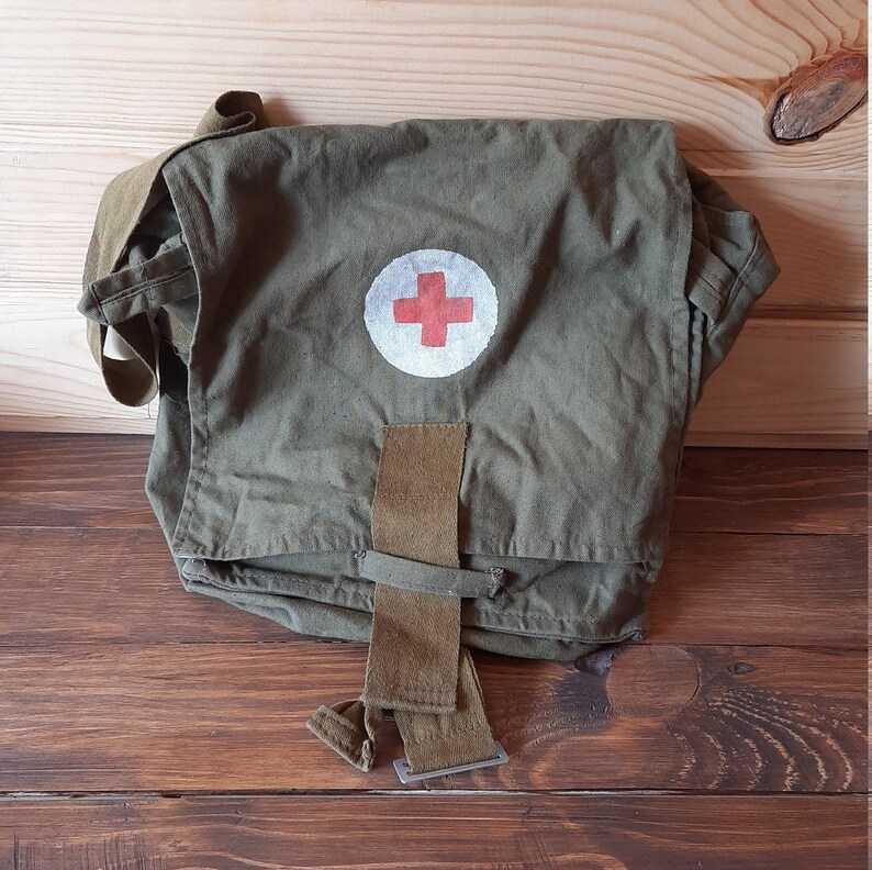 Vintage Military Medical Bag green cotton canvas bag Cross Etsy