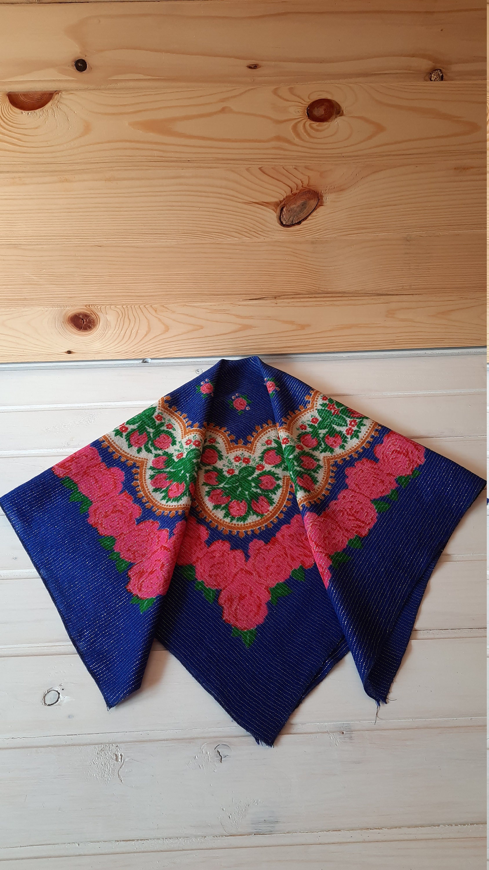 Vintage Babushka Scarf 34.632.6 In. shawl sister gift Etsy