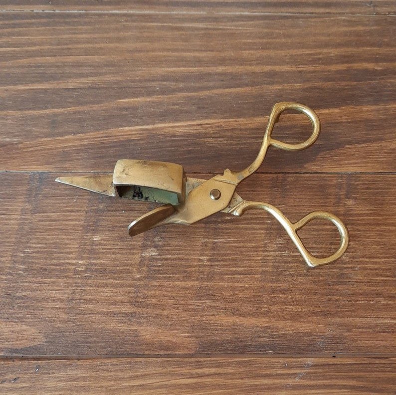 Vintage Brass Candle Wick Cutter Brass Candle Snuffer Scissors Etsy