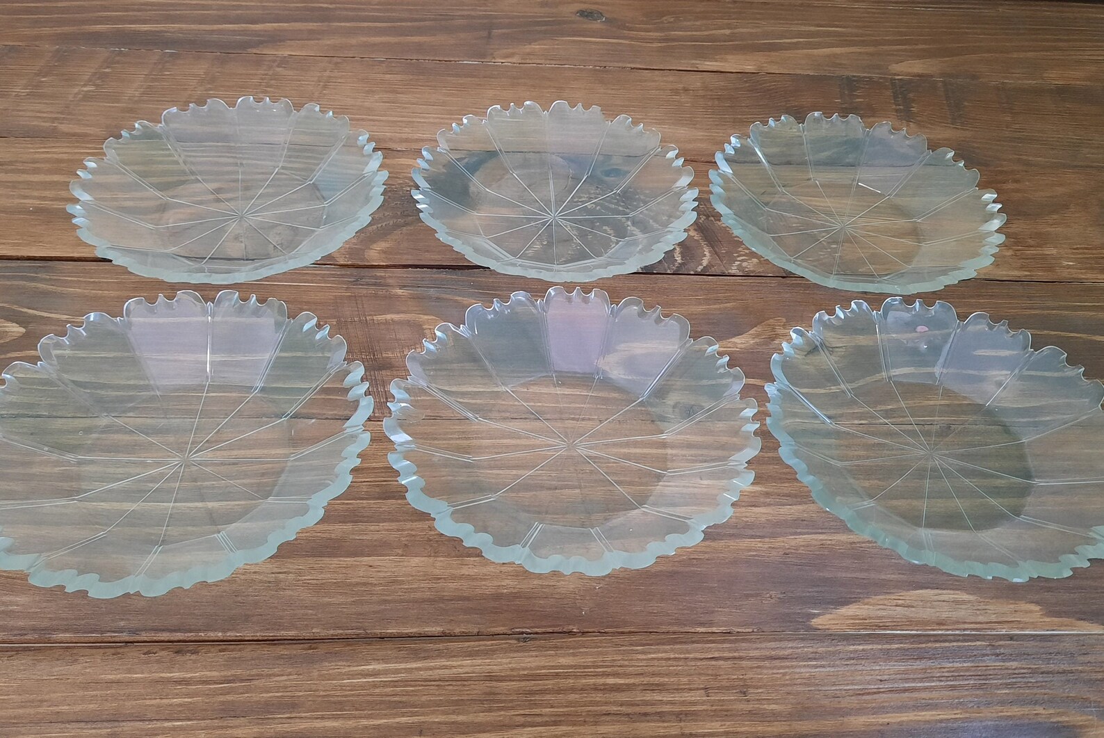 Vintage Clear Glass Luncheon Plates 6 plate Diamond and Coin Etsy