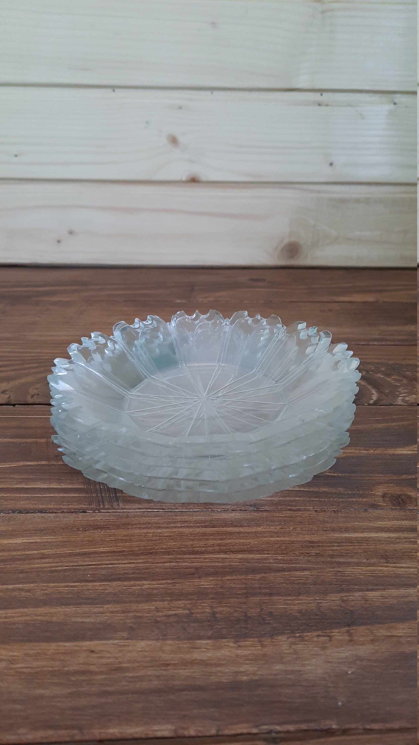 Vintage Clear Glass Luncheon Plates 6 plate Diamond and Coin Etsy