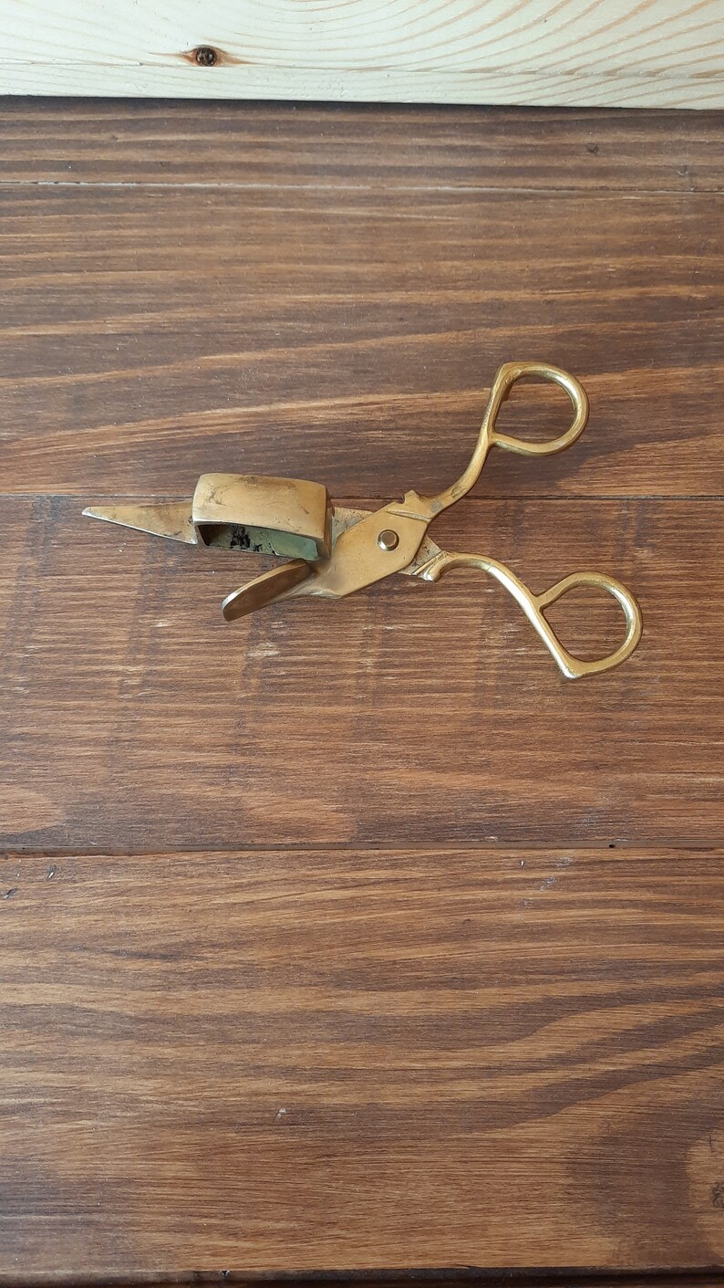 Vintage Brass Candle Wick Cutter Brass Candle Snuffer Scissors Etsy