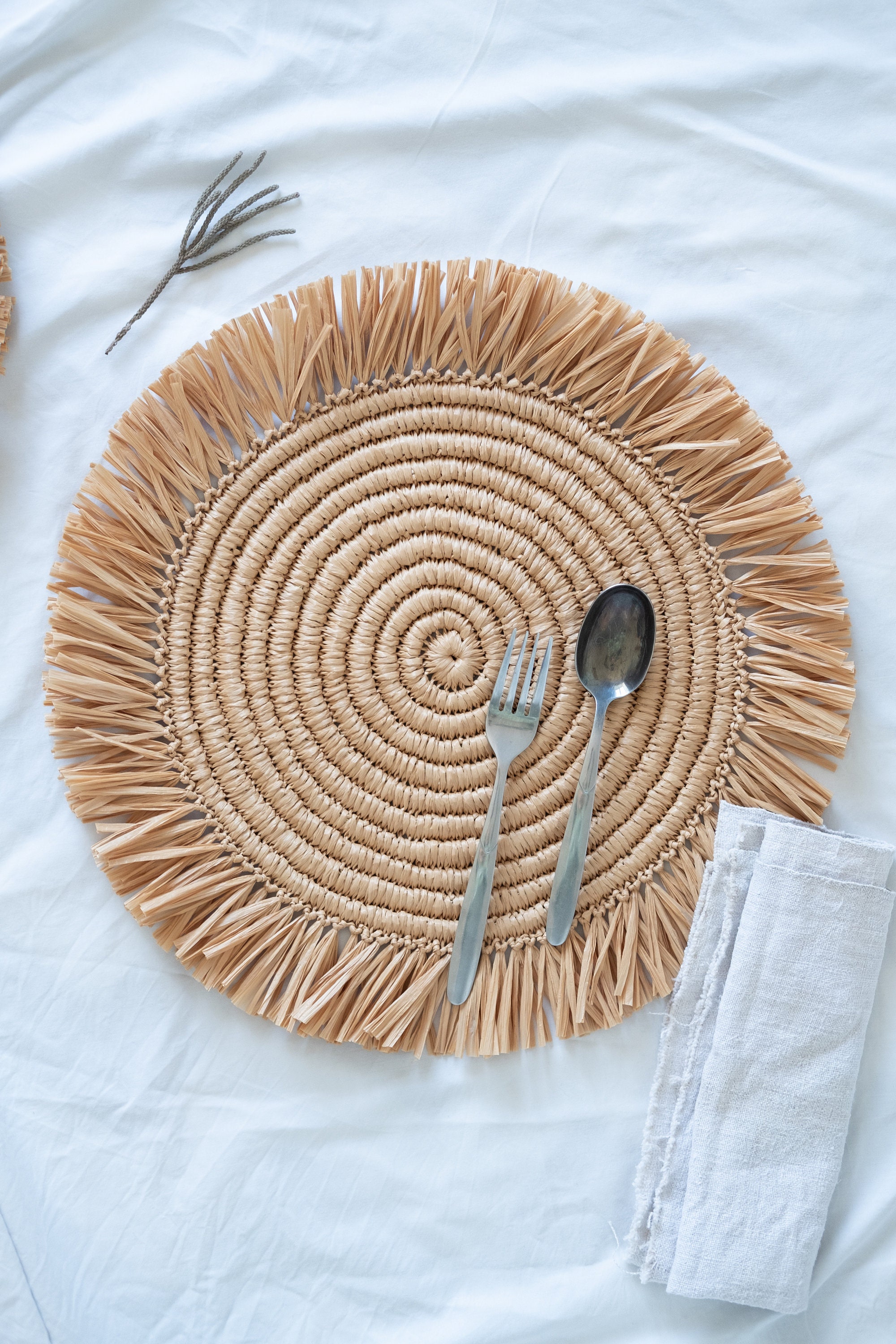 Handmade raffia placemats Boho Placemats Fringe Placemats Etsy