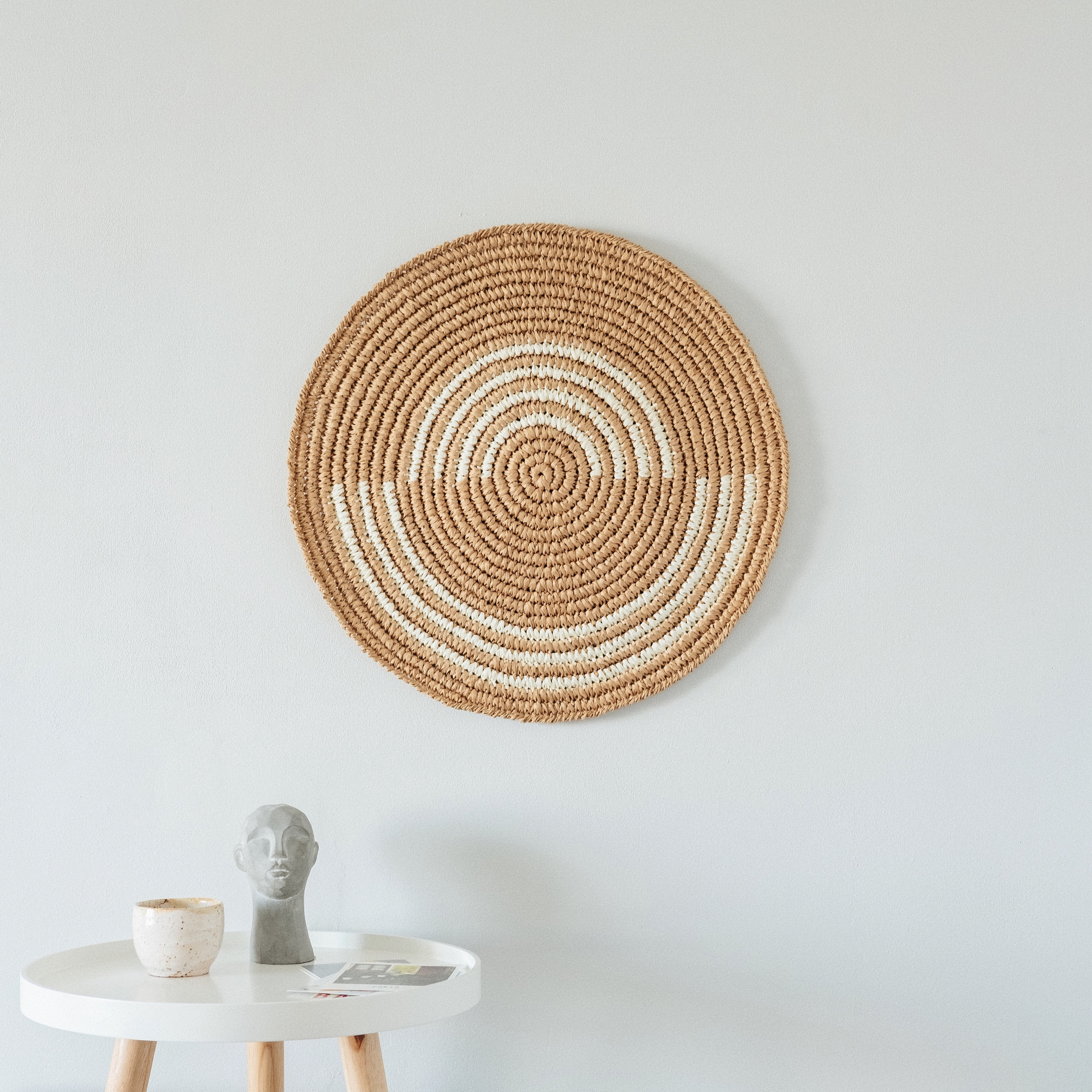 Round raffia wall hanging Boho wall art Boho Chic Home Boho Etsy