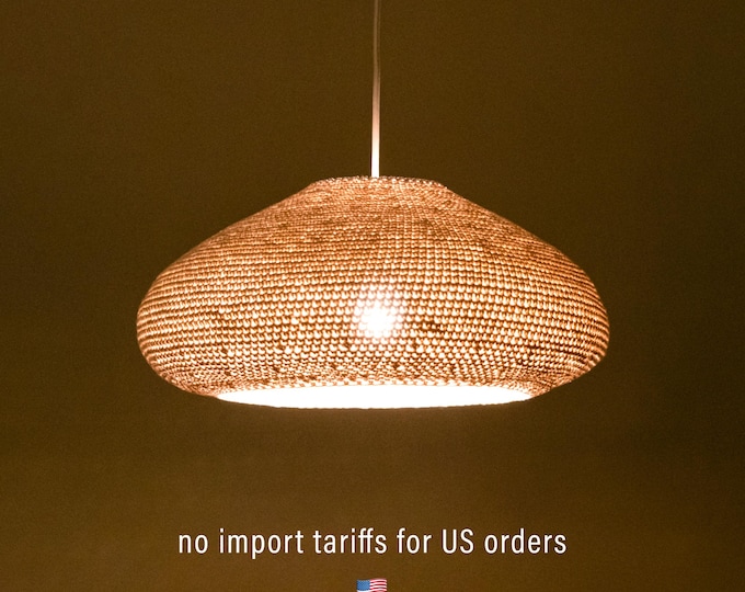 YAVORA Crochet Pendant Lamp: Japandi Style Lampshade, Nordic Minimalistic Hanging Light, Wabi Sabi Decor