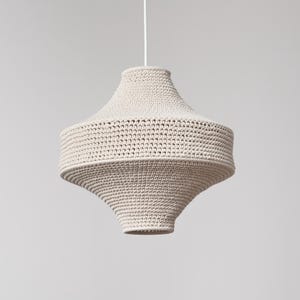 OVRUCH Minimalist Pendant Lamp: Japandi Wabi-Sabi Light, Recycled Cotton Crochet Hanglamp