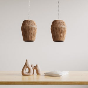 Raffia Pendant Light Shade, Natural Earth Tones Pendant Light, Set of two Japandi Hanglamps, Japandi decor | MALYN Pendant Lamp