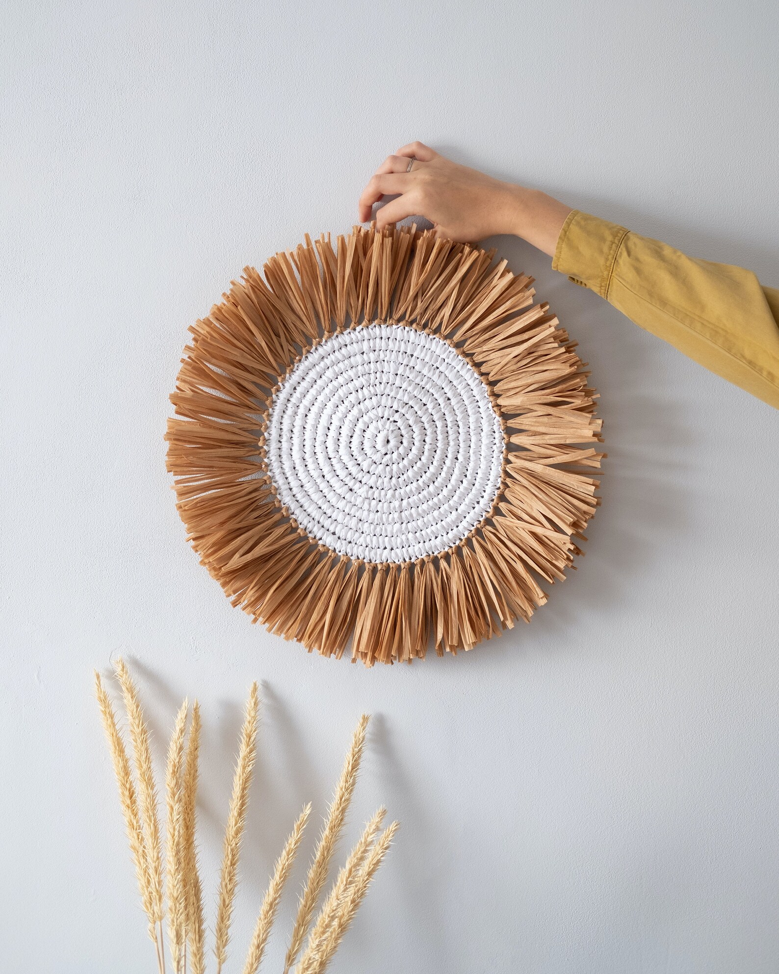 Ethnic style raffia wall hanging for nursery Baby room decor Etsy