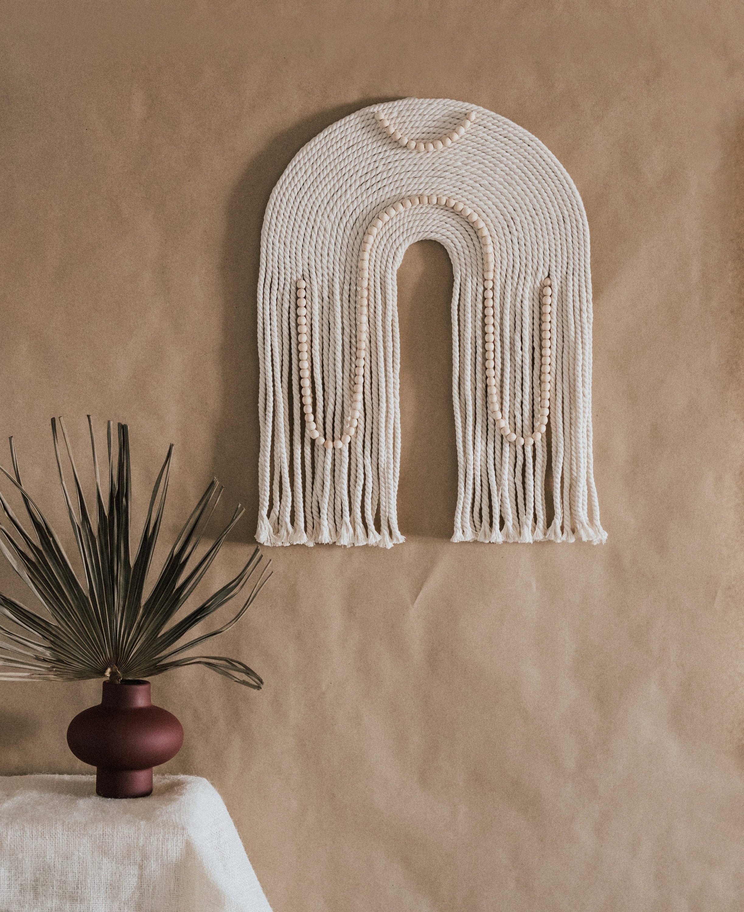 Ethnic style wall hanging with wooden beads Boho wall Etsy