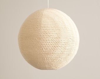 RUDA Pendant Light: Japanese Wabi Sabi Style, Crochet Japandi Lamp, Round Kids Bedroom Lampshade