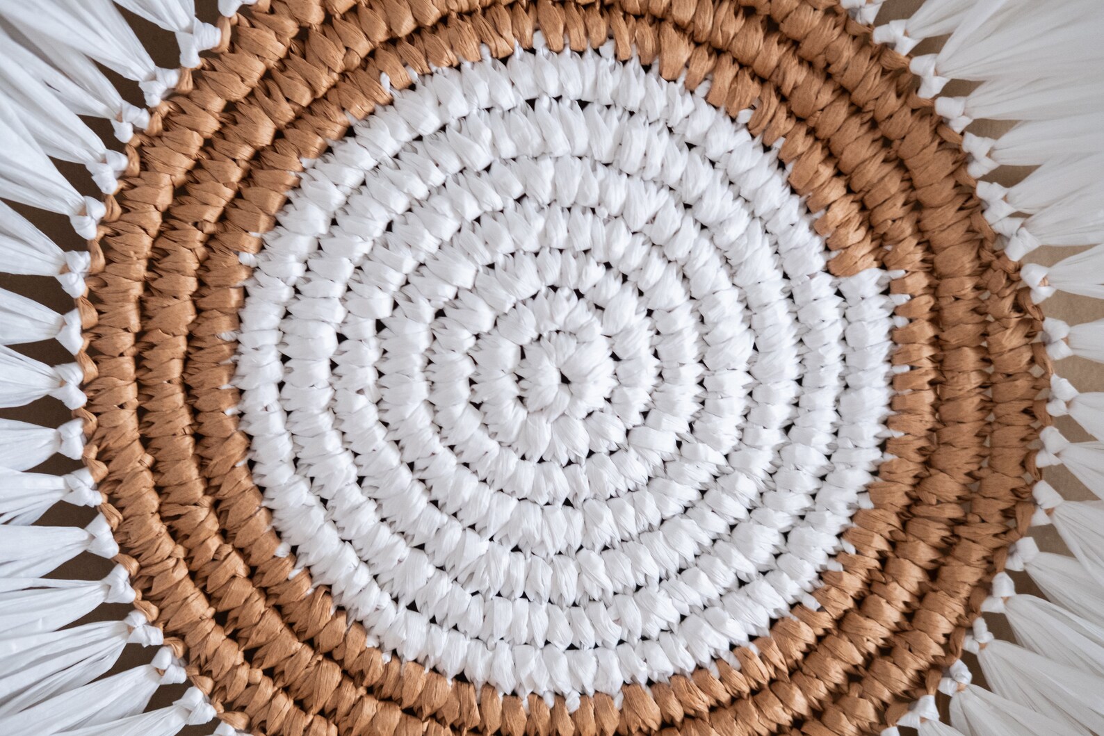 Round raffia wall hangings for boho nursery Boho decor Boho Etsy