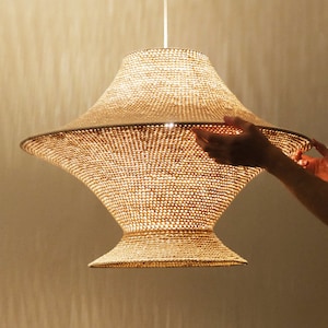 27&quot; MENA Pendant Lamp | Japandi Decorative Light Shade, Nordic Minimalist Pendant Light, Modern Suspension Lamp, Japandi Hanglamp