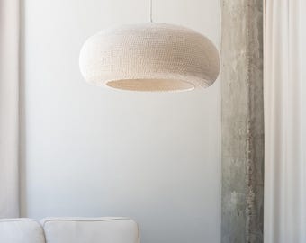 Big IZA Crochet Pendant Light: Organic Shape Lampshade for Japandi Interior, Wabi Sabi Decor