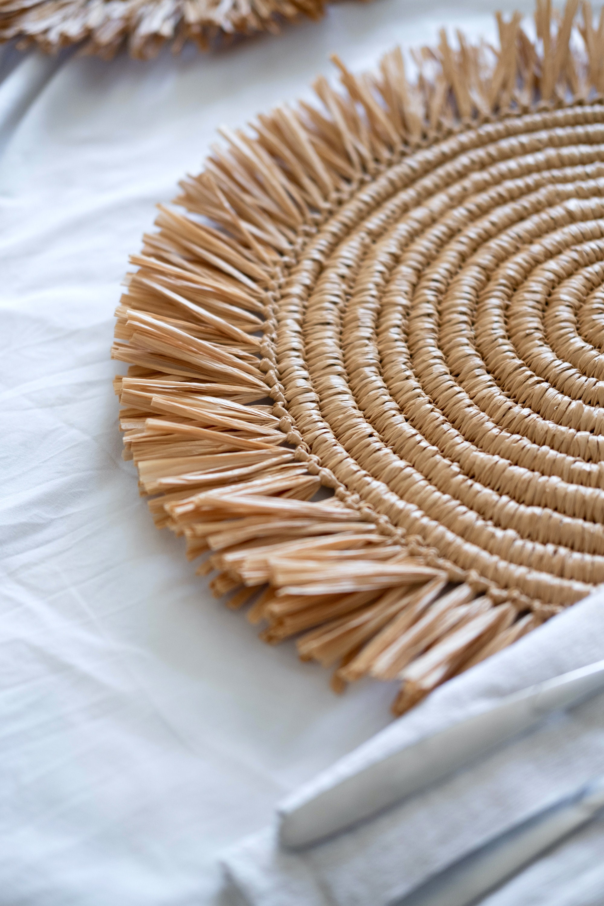 Handmade raffia placemats Boho Placemats Fringe Placemats Etsy