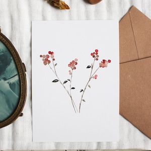 Baies d'hiver, carte postale illustrée à partir d'une aquarelle