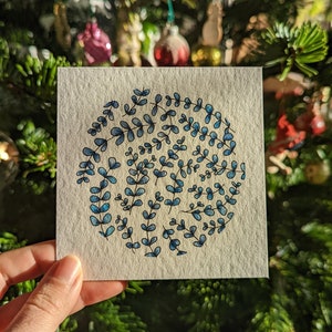 Aquarelle originale, cercle d'eucalyptus
