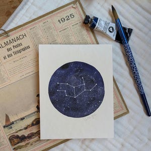 星座、占星術/天文学/黄道帯、オリジナル水彩画