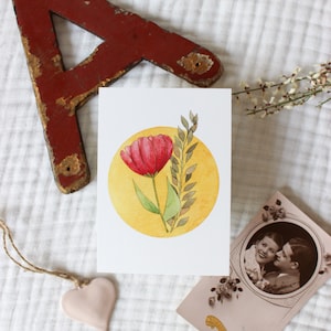 Rouge passion, carte postale / décoration murale illustrée à partir d'une aquarelle