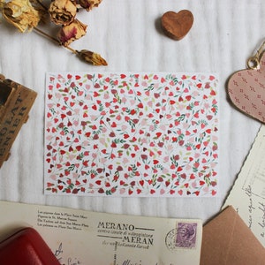 Hearts and leaves, postcard illustrated from a watercolor
