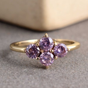 18k Gold Plated Amethyst Ring, 925 Silver Amethyst Ring, Minimalist Ring, February Birthstone Ring, Amethyst Jewelry, Bridesmaid Gift