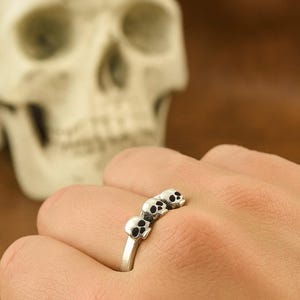 Triple Skull Ring, Skull Ring, Handmade Ring, Vintage Rings, Unique Ring, Dainty Ring, Mens Ring, Gift Ring, Gift For Her, Dads Gift