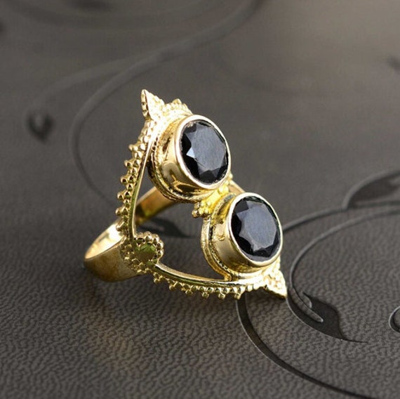 Black Onyx Ring, Boho Statement Ring, Black Stone Ring, Black Onyx