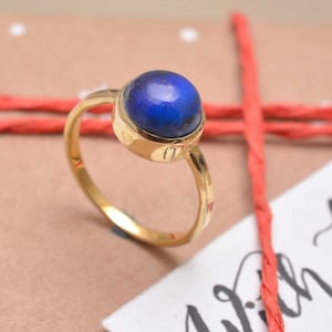 Lapis Lazuli Gemstone Ring , 18k Gold Lapis Ring , Blue Stone Ring , Midi Ring, Statement Ring, Boho Ring, Dainty Gold Ring, Delicate Ring