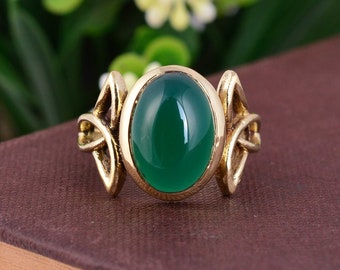 Anillo de ónix verde, anillo hecho a mano, anillo de piedras preciosas, anillo de oro, anillo de piedra verde natural, anillo llamativo, anillo delicado, joyería de ónix verde