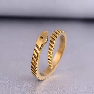 Brass Snake Ring, Adjustable Serpent Wrap Ring, Handmade Reptile Inspired Jewelry, Boho Snake Ring For Women, Gothic Statement Ring