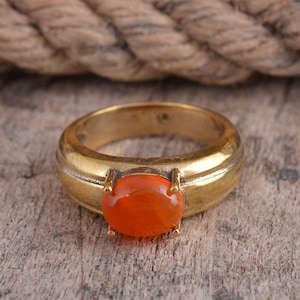 Orange Carnelian Ring, Gold Filled Ring, Oval Carnelian Ring, Boho Ring, Gold Ring For Mom, Carnelian Jewelry, 925 Silver, Everyday Ring