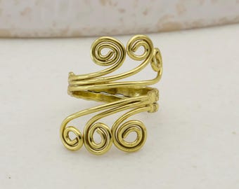 Adjustable Arthritis Relief Ring | Gold Spiral Wrap Support Ring for Finger Joint Pain | Open Comfort Ring for Women