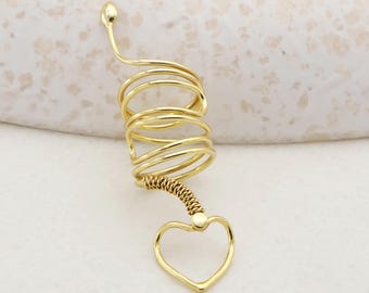Adjustable Arthritis Relief Ring | Gold Heart Wrap Support Ring | Open Therapeutic Finger Joint Comfort Ring for Women
