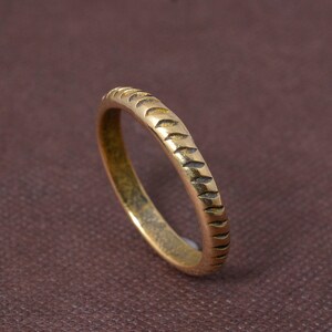 Gold ring, gold stacking ring, brass ring, notched ring, thin gold ring, bark ring, gold line ring, hammered ring ,half round ring
