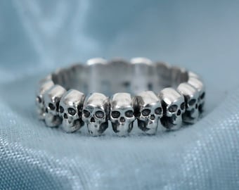 Silver Skull Ring, Multiple Skull Filled, Skull Jewelry, Ring For Man, Unique Ring, Staking Ring, Wedding Ring, Christmas Ring, Ring