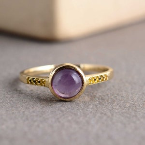Natural Amethyst Ring, Minimalist Ring, Statement Ring, 18k Gold Plated Ring, Amethyst Jewelry, Gift For Her, Anniversary Ring, Gift Ring.