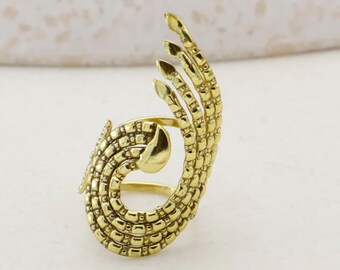 Adjustable Arthritis Relief Ring | Gold Textured Spiral Wrap Support Ring | Open Therapeutic Finger Joint Ring for Women