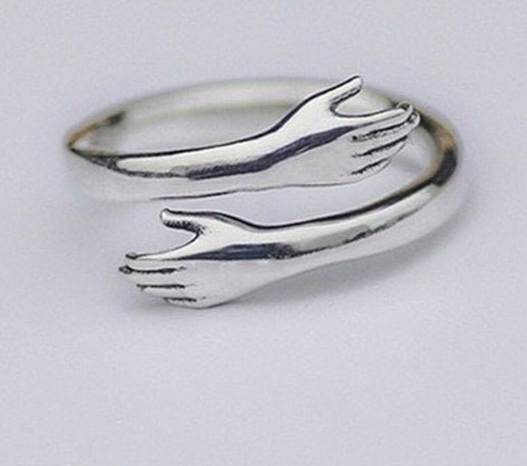 Hug Ring Pattern 925 Sterling Silver Hug Ring, Couple Hug Rings for Women and Men, Best ...