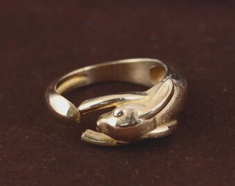 Gold Hase Ring • Einstellbare Kaninchen Wickelring • Süßer Tier Ring für Frauen • Kawaii Hase Schmuck • Natur inspiriert Geschenk • Tier Liebhaber Ring