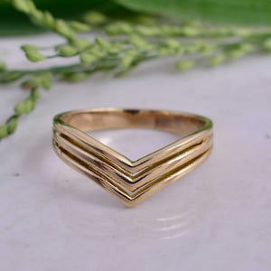 Chevron Ring, 18k Gold Ring, Triple Chevron Ring, V Shaped Ring, Dainty Ring, Handmade Ring, Boho Ring, Vintage Ring, Gift For Her,