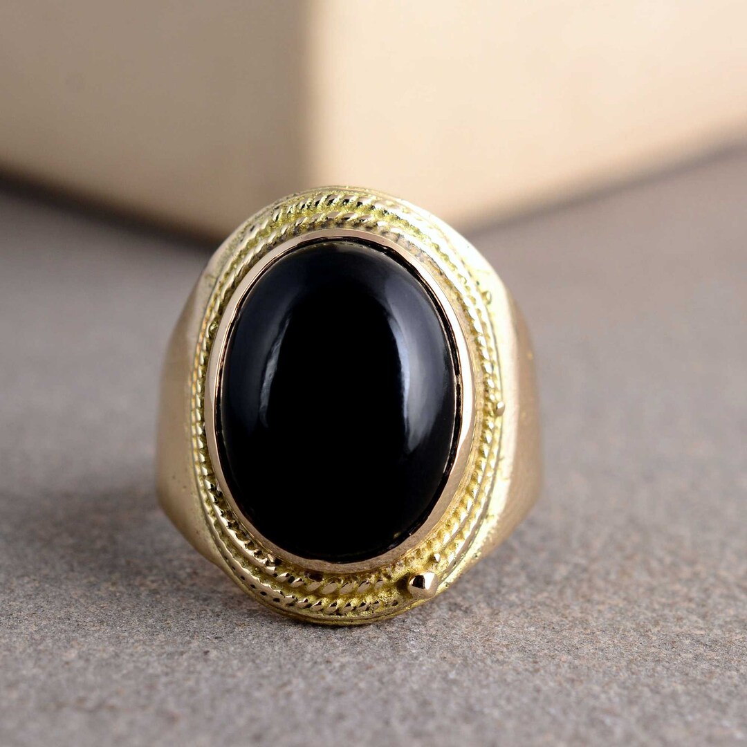 Black Obsidian Ring, Engagement Ring, Promise Ring, 18k Gold Ring,